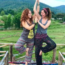 A little yoga at the GIVE Accommodations with new friends made family