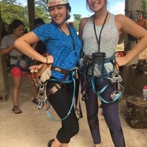 One of my close friends and I getting ready to zipline