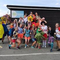 Camp staff group photo at dress up event