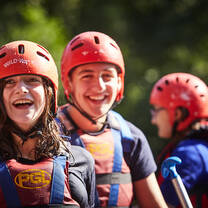 Camp kids on rafting trip