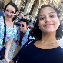 Me and some of my friends at the entrance to the Louvre