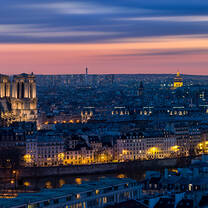 Aerial photo of France at dusk