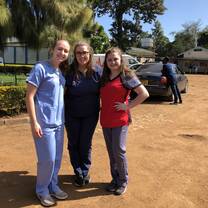 Three pre medical volunteers at Tigoni hospital