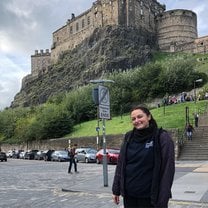 Me standing in front of the Edinburgh castle.