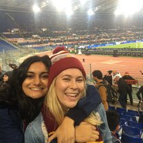 My roommate and I at an AS Roma game