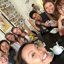 Student selfie in a café