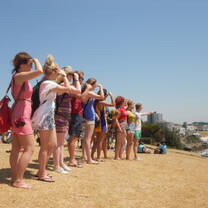 group looking out over Bondi and Bronte