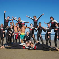 Clowning around after a surf