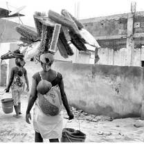 Woman and baby in township