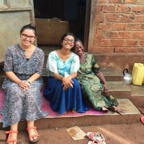 Interns having a good moment with their host mother