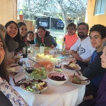 An asado with the host family. 