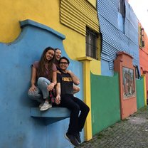 With friends in La Boca, a colorful historic neighborhood