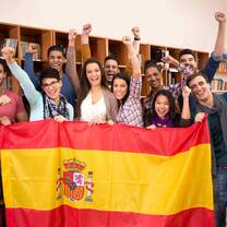 group with spanish flag