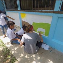 The children loved to sit with us as we painted