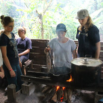 Preparing a delicious meal on the new oven