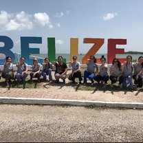 The infamous Belize sign that every group takes photos in front of