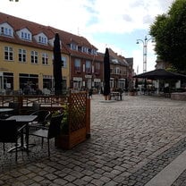 Ronne, colourful buildings and cobblestone
