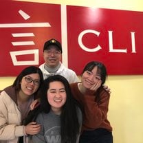 This is a photo of my three teachers and me