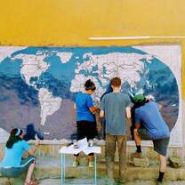Painting a mural 