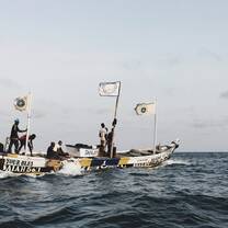 Boat on ocean in Ghana