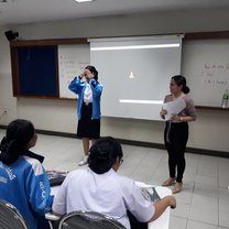 A student making a presentation