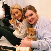 Students at kitty cafe 