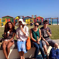 Students enjoy ice cream on a hot day