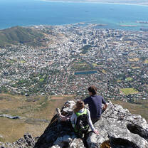 Students enjoy a mountaintop view of Cape Town