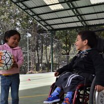 playing soccer