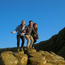 Students enjoy themselves on a hike