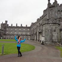 A student poses with some Irish architecture