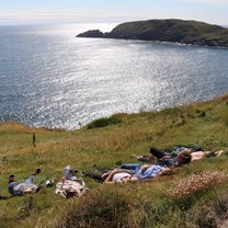 students on a hike at Cape Clear Island