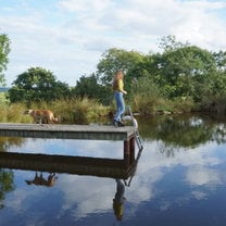 on the dock of Cowhouse Studios