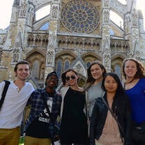 A group poses for a photo