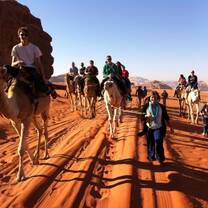 Students explore the Wadi Rum on camels