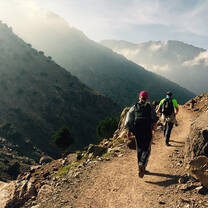 Students go for a hike in nature