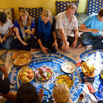 Students enjoy a traditional dinner