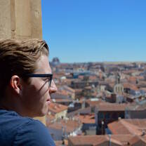 A student overlooks Salamanca