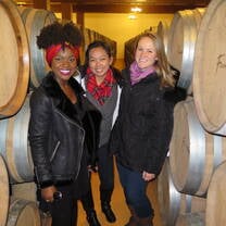 Students at a wine cellar
