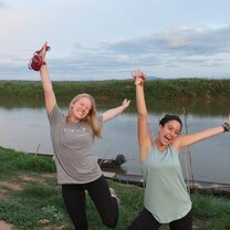 HAPPY mid bike-ride photo shoot at the courtesy of my Thai dad!! We biked almost every night at sunset!