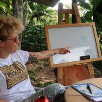 Uxlabil spanish class during orientation at a local eco-Spanish school! Out in the beautiful nature... right next to Lake Atitlan