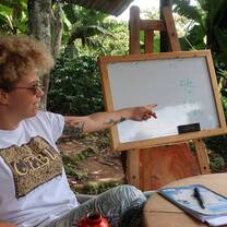 spanish class during orientation at a local eco-Spanish school! Out in the beautiful nature... right next to Lake Atitlan