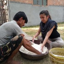 Making chapatis with the mahout