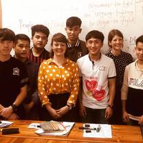 Becky and I teaching our Young Adults English class of 20 year olds