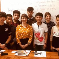 Young adults Becky and I teaching our Young Adults English class of 20 year olds