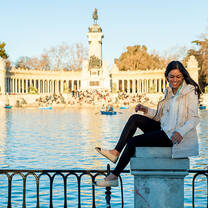 A student posing for a photo in Madrid