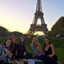 Students visiting the Eiffel Tower