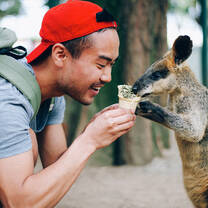 A students with a wallaby