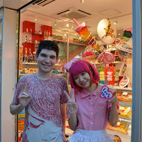 A student visiting a candy store in Harajuku