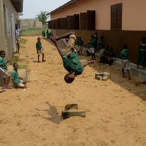 the kids demonstrating there abilities to the Americans 